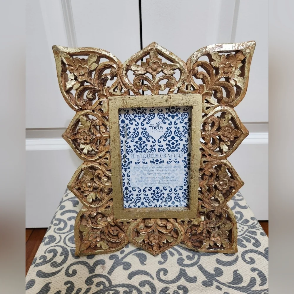 Mela  Gold Ornate Floral  Wooden  Picture Frame